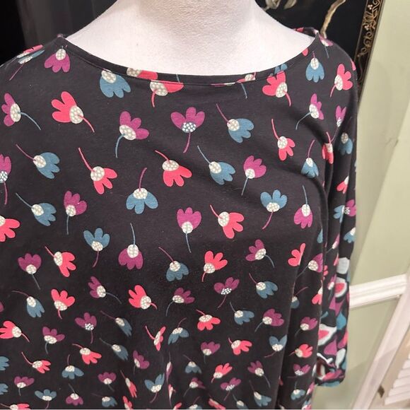 Gudrun Sjoden Black Floral Fig Print Organic Cotton Tunic Dress Size XXL - Picture 3 of 10